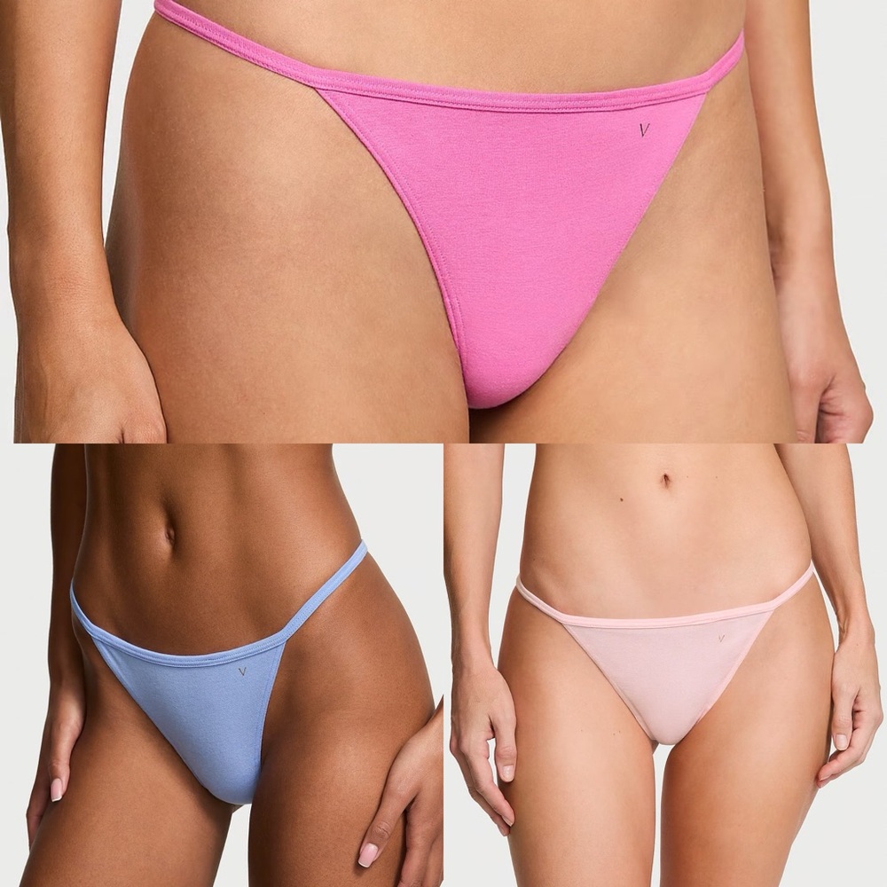 🎉LAST CHANCE🎉#4-Victoria's Secret 3-Pack Pinks & Blue String Bikinis Wo…